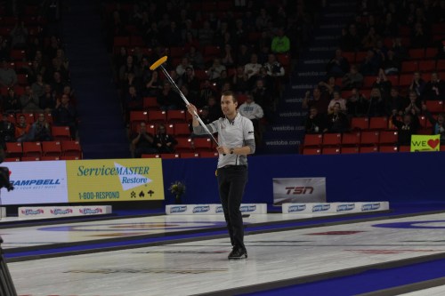 Chris Jaster/The Brandon Sun
Team Wild Card skip Brendan Bottcher celebrates his game-winning shot against Northern Ontario's Brad Jacobs in the Tim Hortons Brier semifinal at Westoba Place on Sunday. (Chris Jaster/The Brandon Sun)