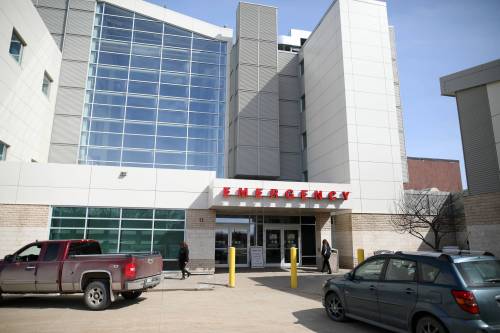 The emergency department entrance at Brandon Regional Health Centre. 