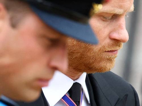 Britain’s Prince William, Prince of Wales (left), and Prince Harry, Duke of Sussex, attend the state funeral of Britain’s Queen Elizabeth II in London on Sept. 19, 2022. Royal spares have occupied an interesting and complicated role within English history, Emilie M. Brinkman writes. (File)