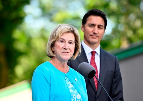 Minister of Public Services and Procurement Helena Jaczek speaks to reporters as Prime Minister Justin Trudeau looks on, at Rideau Hall in Ottawa, on Wednesday, Aug. 31, 2022. Trudeau says he's asked two cabinet members to look into federal contracts awarded to consulting firm McKinsey. THE CANADIAN PRESS/Justin Tang