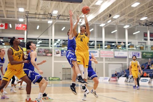 Dominique Dennis (6) of the Brandon Bobcats takes a shot during university men’s basketball action against the University of Lethbridge Pronghorns at the BU Healthy Living Centre. Both men’s and women’s teams take on the University of British Columbia this Friday and Saturday. (File)